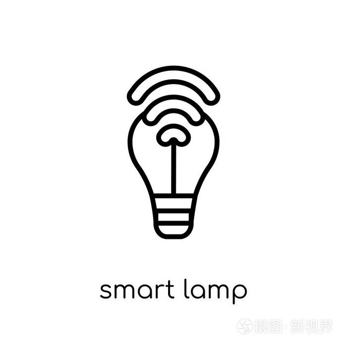 矢量智能灯图标白色背景从细线智能家居收集可编辑轮廓笔画矢量插图