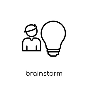 头脑风暴图标。 时尚现代平面线性矢量头脑风暴图标白色背景从细线收集轮廓矢量插图。