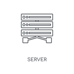 服务器线性图标。 服务器概念行程符号设计。 薄图形元素矢量插图轮廓图案在白色背景EPS10。