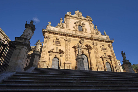 s baroque facade and statues  Cathedral 18th century a.C.