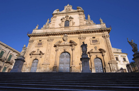 s baroque facade and statues  Cathedral 18th century a.C.