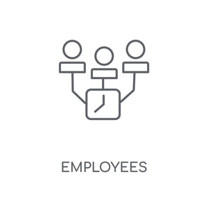 员工线性图标。 员工概念笔画符号设计。 薄图形元素矢量插图轮廓图案在白色背景EPS10。