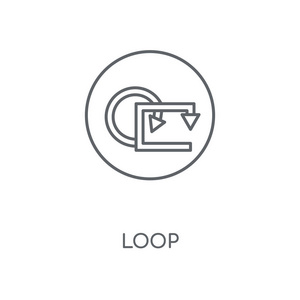 循环线性图标。 循环概念笔画符号设计。 薄图形元素矢量插图轮廓图案在白色背景EPS10。