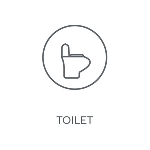 马桶直线图标。 厕所概念笔画符号设计。 薄图形元素矢量插图轮廓图案在白色背景EPS10。