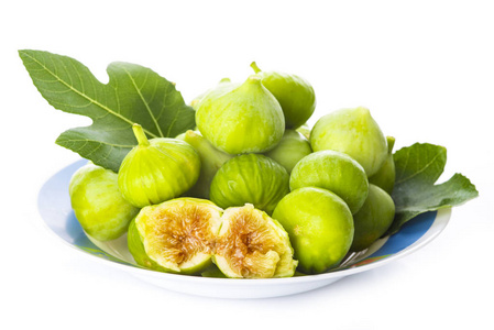 s neck figs with its leaves isolated on a white background