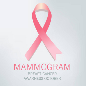 现实的粉红色丝带乳腺癌意识符号隔离在白色上。 矢量插图eps10。