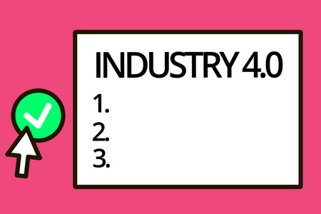 显示工业4.0 的概念手写。商务摄影文本分析制造自动化和数据交换的发展趋势