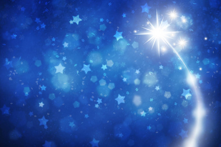 新年和圣诞节假期插图复制空间背景与烟花模糊的星星形状和雪花。