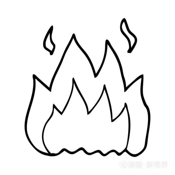 线描卡通火燃烧