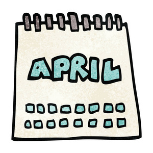 卡通涂鸦日历显示四月
