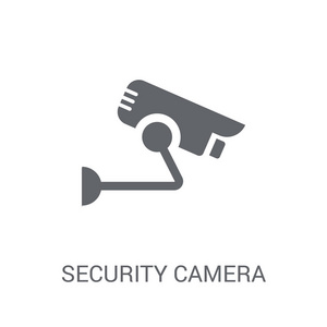 安全摄像头图标。 时尚的安全相机标志概念的白色背景，从Smarthome收藏。 适用于网络应用程序移动应用程序和印刷媒体。