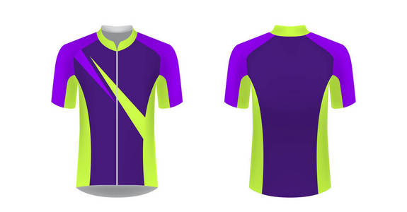 升华印刷运动服装设计模板。 铁人三项自行车跑步比赛马拉松和赛车比赛的统一空白。 矢量模型。