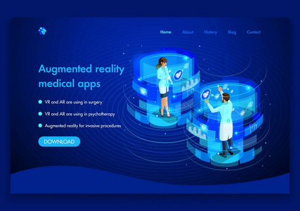 业务网站模板设计。专家医学概念的工作加强了医生的现实概念。vr 和 ar 用于手术。易于编辑和自定义