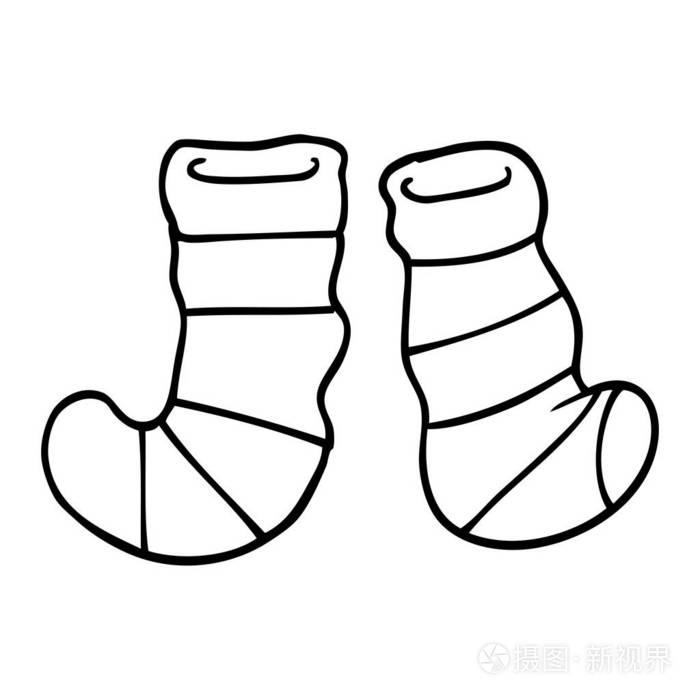 画线卡通条纹袜子