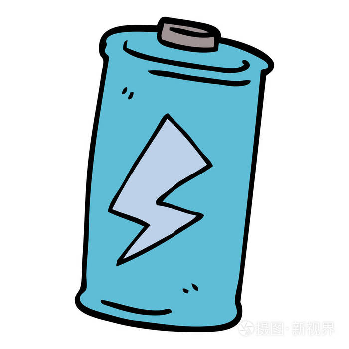 卡通涂鸦电池矢量插图