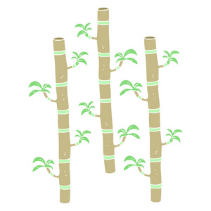 竹子的平面彩色插图