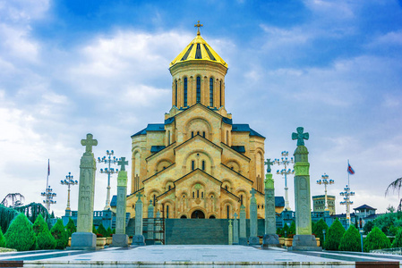 格鲁吉亚第比利斯圣三位一体大教堂。