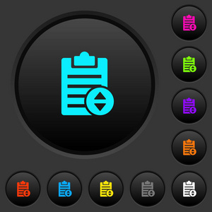 调整笔记优先级深色按钮与生动的颜色图标深灰色背景。