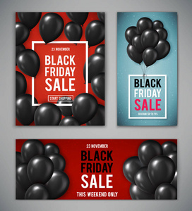 黑色星期五销售用手绘字母制作的一套横幅。海报模板。向量