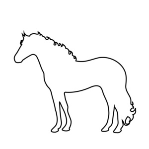 白色背景上马徽标的矢量轮廓。
