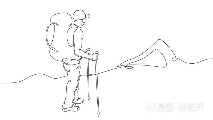 旅游远足背包野餐山插画-正版商用图片14a0ed-摄图新视界