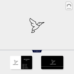 飞鸟大纲Logo模板矢量插图和标志灵感的企业，名片设计包括
