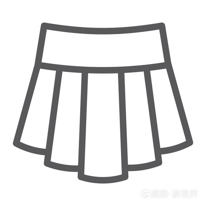 裙子线图标衣服和女性女孩衣服标志矢量图形在白色背景的线性图案