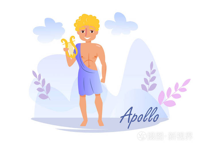 阿波罗向量.卡通.在白色背景上的独立的艺术.平