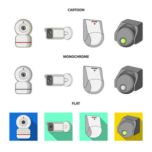 对闭路电视和摄像标志的矢量图解。一套闭路电视和系统股票矢量图