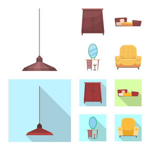 家具和公寓符号的矢量插图。一套家具和家庭矢量图标股票