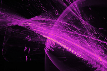 紫色线的抽象设计，在暗背上曲线粒子