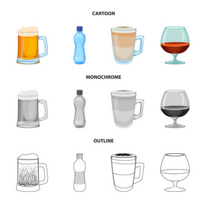 饮料和酒吧图标的矢量设计。网上酒水和派对股票符号集
