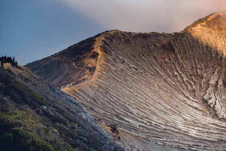 印度尼西亚KawahIjen火山的景观。