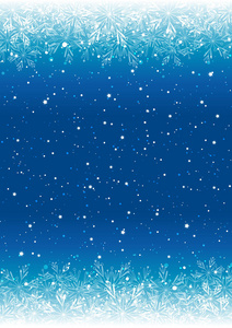 雪花闪亮的边框与蓝色背景