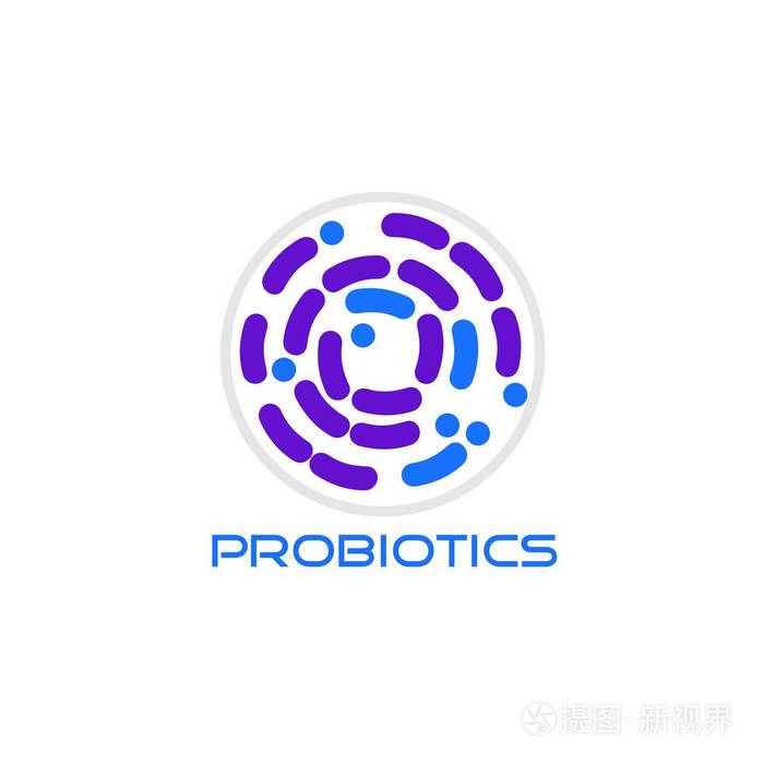 益生菌标志. 细菌标志. 用于治疗目的健康营养成分的概念.