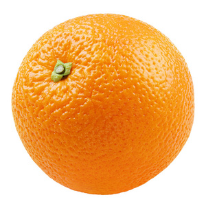 白色背景下分离的单熟全橙柑橘果实。 带有裁剪路径的橙色。 完全的景深。