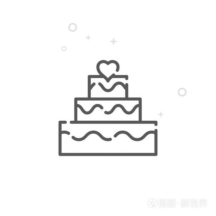 婚礼蛋糕向量线图标, 符号, 象形文字, 符号.光抽象几何背景.