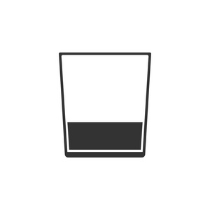 威士忌玻璃图标。 平面设计矢量