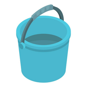 蓝色塑料桶图标, 等距样式