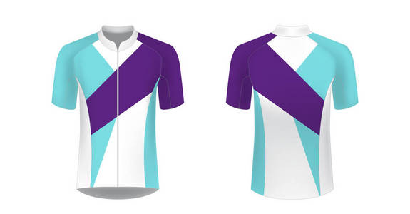 自行车运动衫矢量模型。 衬衫运动设计模板。 运动服的升华印刷。 服装空白铁人三项自行车跑步比赛马拉松和赛车游戏。