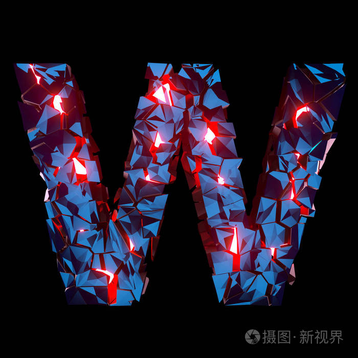 由抽象多边形形状组成的发光字母w