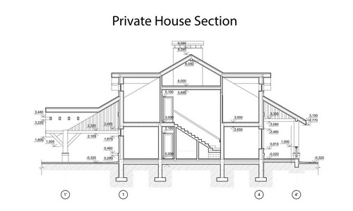 私人住宅部分详细建筑技术图纸矢量蓝图