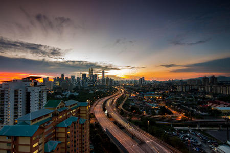 吉隆坡的日落景色。