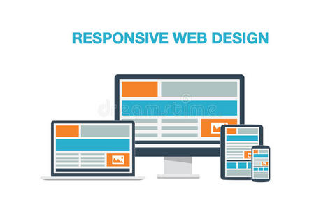 完全响应的网页设计平面电脑图标ve