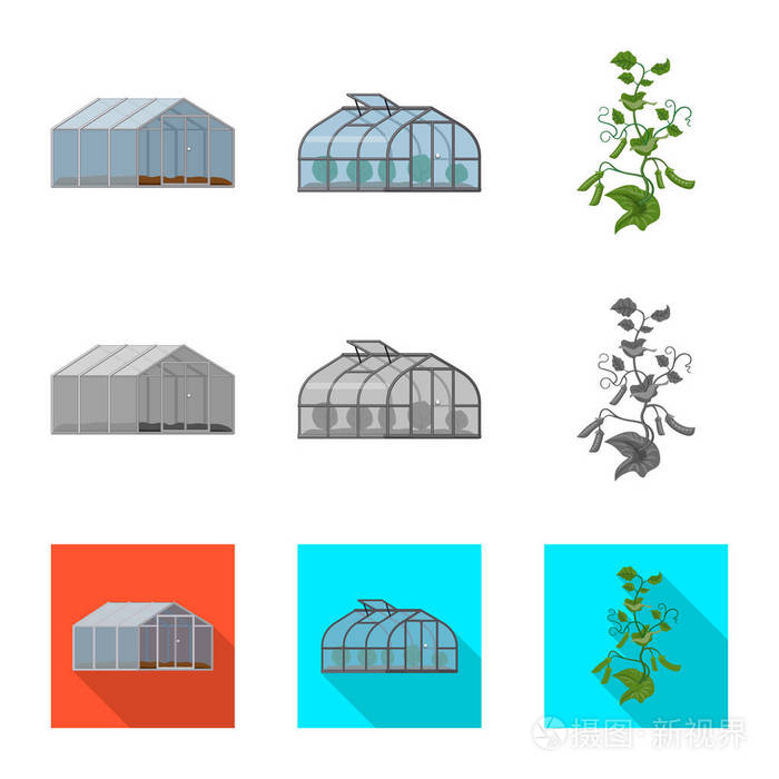 温室和植物符号的向量例证.温室和花园股票矢量图集
