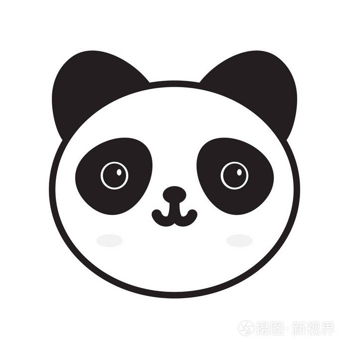 可爱的熊猫脸图标的平面风格矢量图单纯的熊猫脸