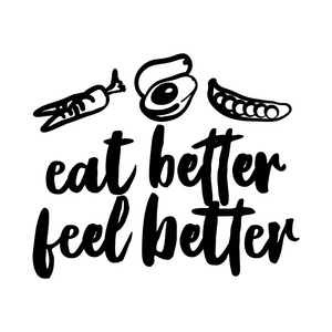 吃得更好，感觉更好，去健康素食主义者。 有趣的素食动机说礼物T恤海报。 分离载体EPS10。