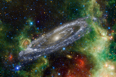 宇宙景观令人敬畏的科幻壁纸与无尽的外层空间。 由美国宇航局提供的这幅图像的元素