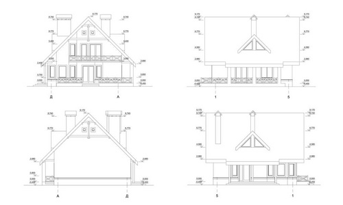 一套私人住宅立面，详细建筑技术图纸，矢量蓝图