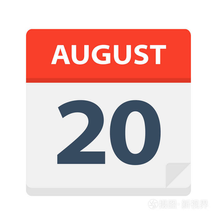 8月20日-日历图标-矢量插图